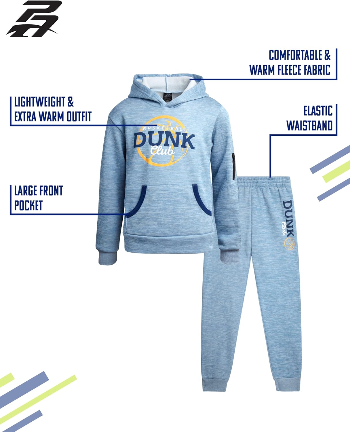 Pro Athlete Boys Sweatsuit Set - 2 Piece Soft Fleece Athletic Pullover Graphic Hoodies and Boys Joggers Sweatpants