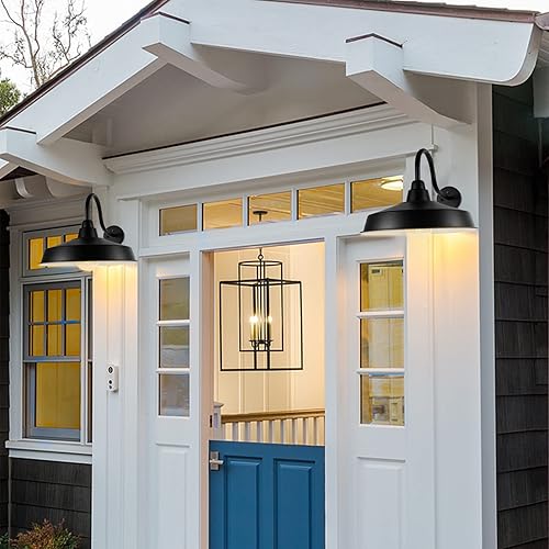 Miniatura 7 de Diyel Lámpara de granero de cuello de cisne del atardecer al amanecer para exteriores, cúpula de 16 pulgadas, gran lámpara exterior de granja,