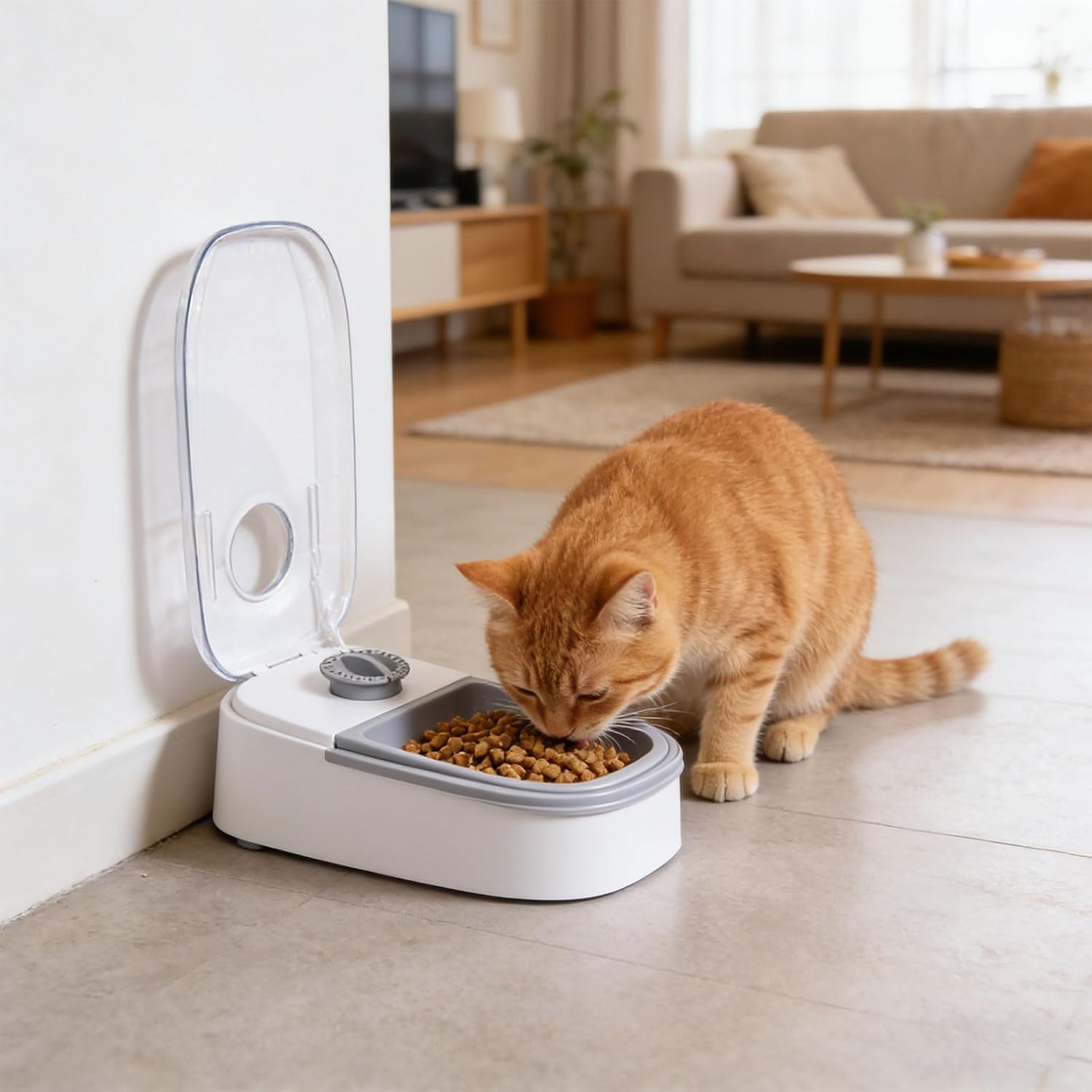 ABS Automatic Feeder with Timer and Cooling Space Ideal for Keeping Meals Chilled and Preserved Dispenser