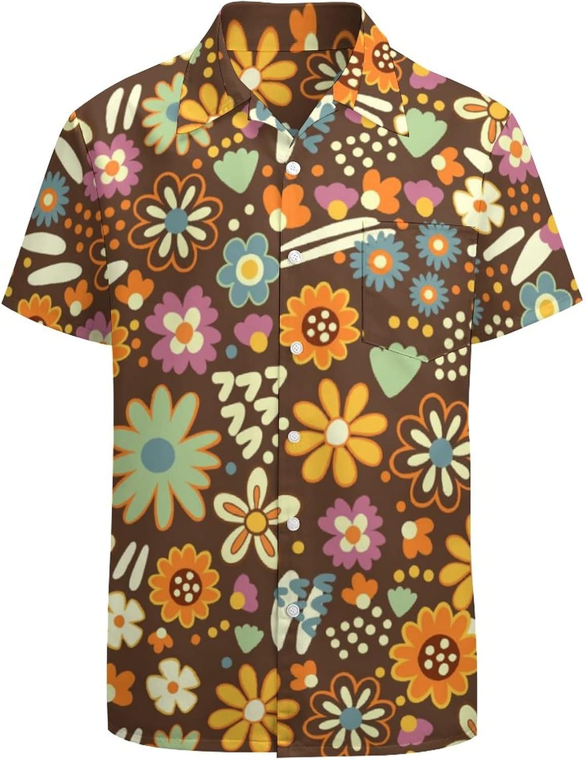 Camisa Hawaiana Para Hombre UOUA - Manga Corta, Botones, Bolsillo En Pecho - Tela Ligera Y Secado Rápido, Estilo Vintage Moderno