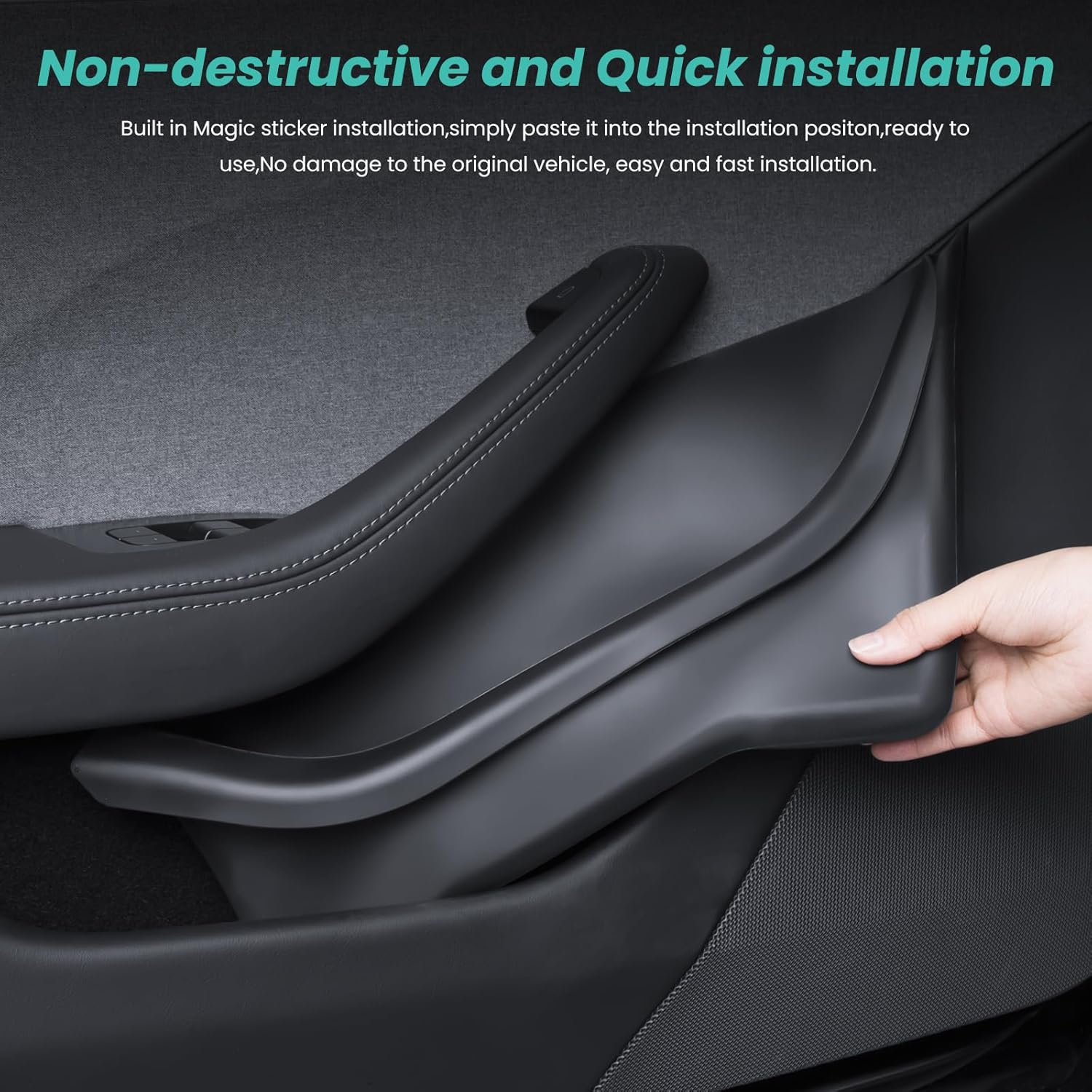 2025 2026 Model Y Juniper Door Side Storage Box (Emergency Button Safety) 4PCS Full-Cover TPE Waterproof Front and Rear Door Side Organizer for Refresh Model Y Juniper Interior Accessories