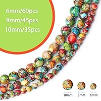 Vista 3 de 45 cuentas de piedra natural de 5⁄16 pulgadas (8 mm) con cuentas de jaspe imperial verde mixto que son piedras para sanación de la energía. Cuentas