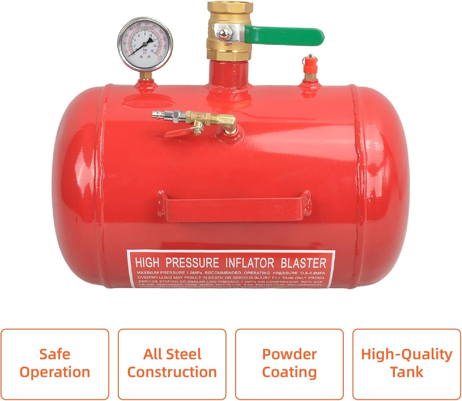 5 Gallon Air Tire Bead Seater 145 PSI Blaster Tool Seating Tire Inflator with Gauge Car Truck ATV Tractor Tank Heavy Duty (Red)