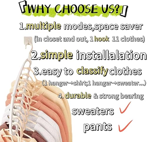 Miniatura 4 de Perchas que ahorran espacio para organizadores de clóset y almacenamiento, colgador de ropa de plástico blanco resistente para suéter de camisa,