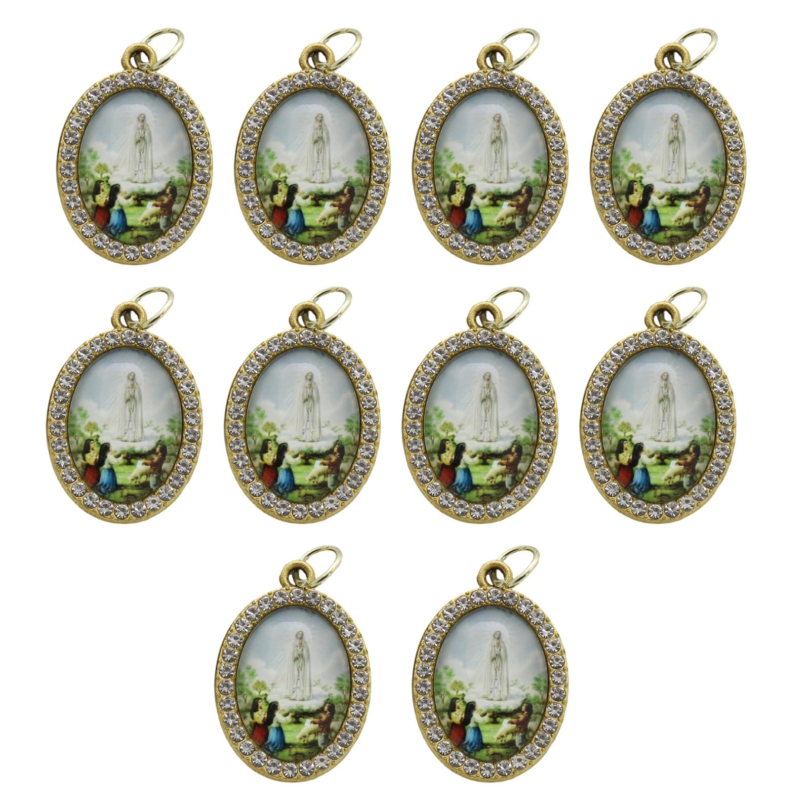 Elnwnnkc 10Pcs Metal Rhinestones Religious Figure Oval Pendant Charm for Necklaces Keychains Bracelets Jewelry Making Pendant Charm