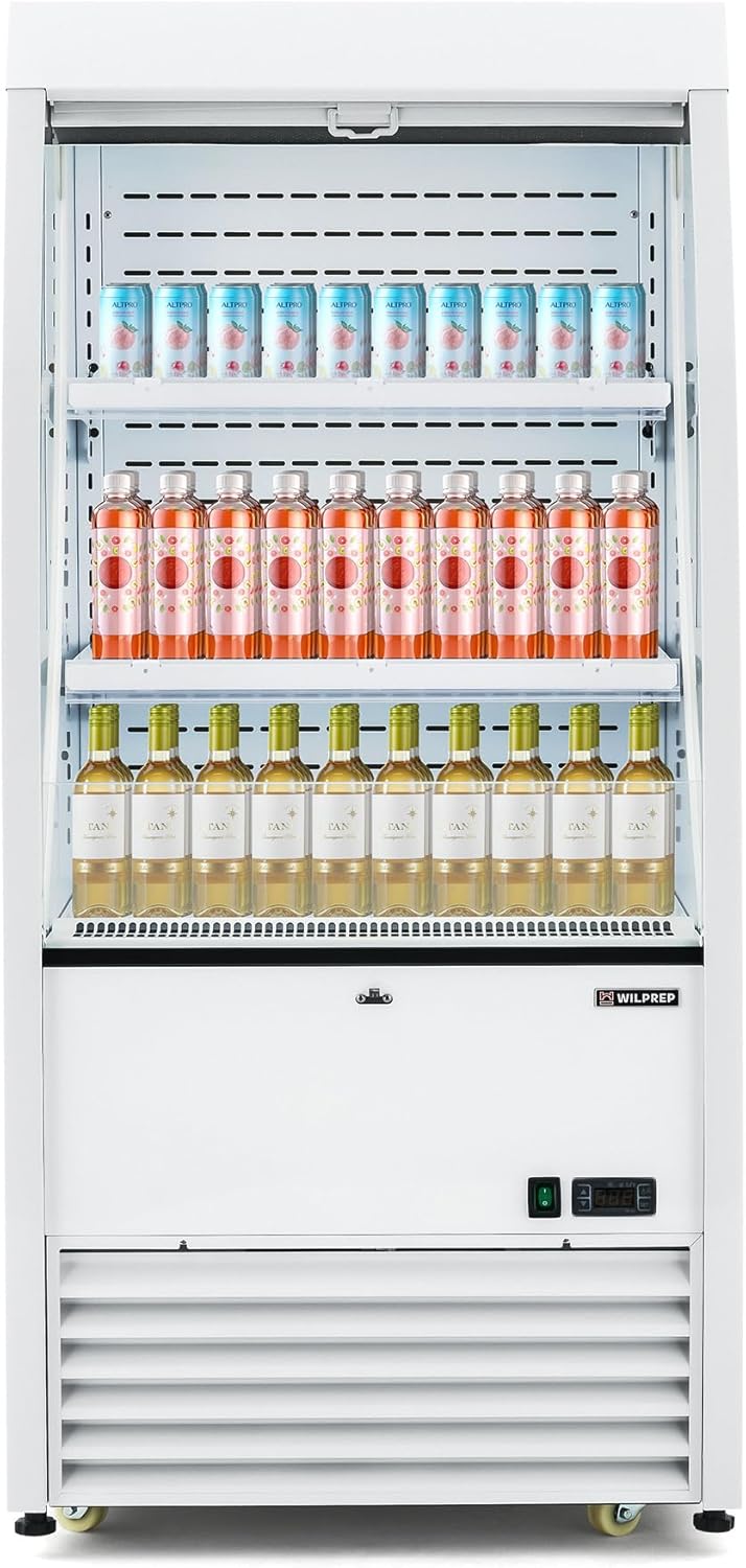Wilprep 27"" Vertical Open Air Merchandiser with Curved Display & 6.7 cu. ft. Volume, White