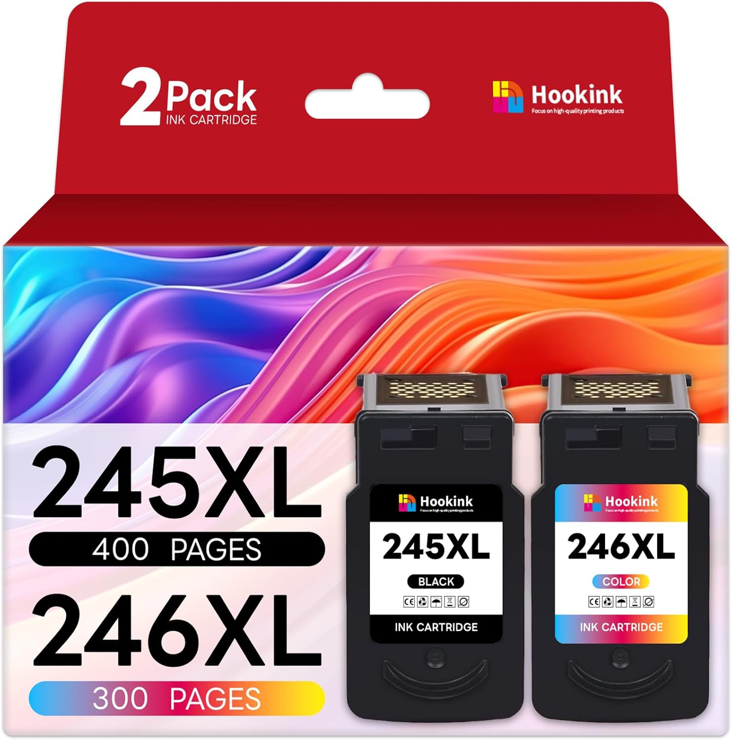245XL 246XL Combo Pack Replacement for Canon 245 and 246 Ink (Black, Tri-Color) Use with Pixma MG2522 TS3122 TS3322 MX490 TR4520 TR4527 MG2520 MX492 TS202 TS302 Printer