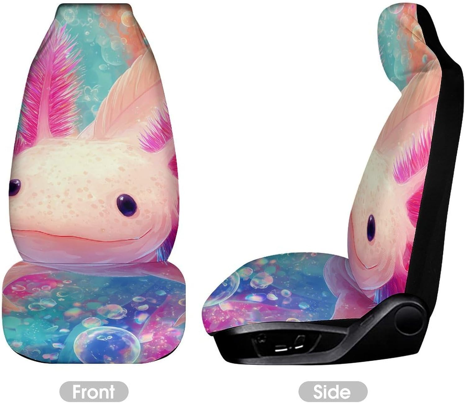 Axolotl Colorful Bubbles Car Seat Protector Front Seats Universal Fit Automotive Accessories