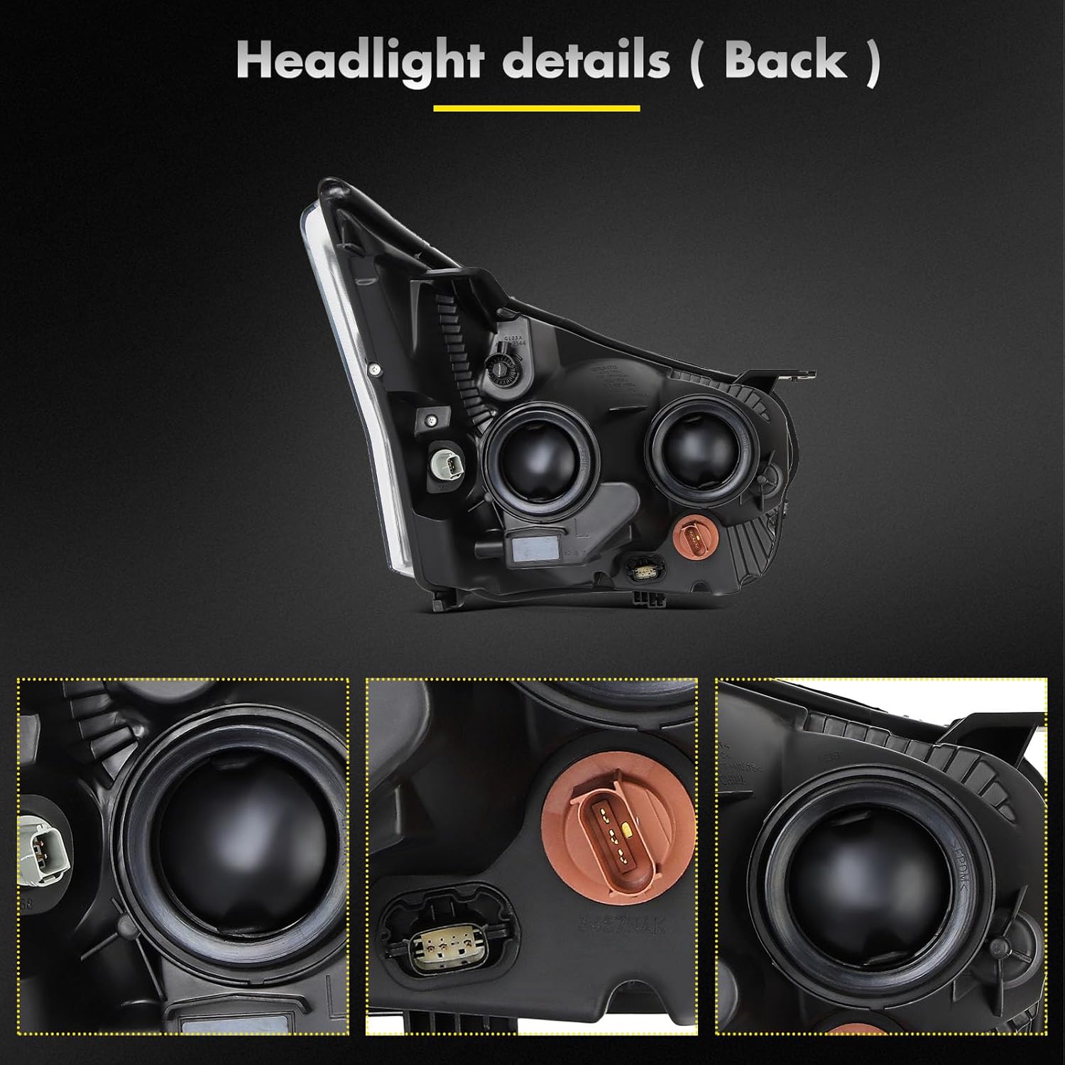 Driver and Passenger Side Headlight Assembly fit for 2015-2019 for Ford Transit Chrome Housing Amber Reflector Headlights Assembly Pair Replacement CK4Z13008M FO2502357