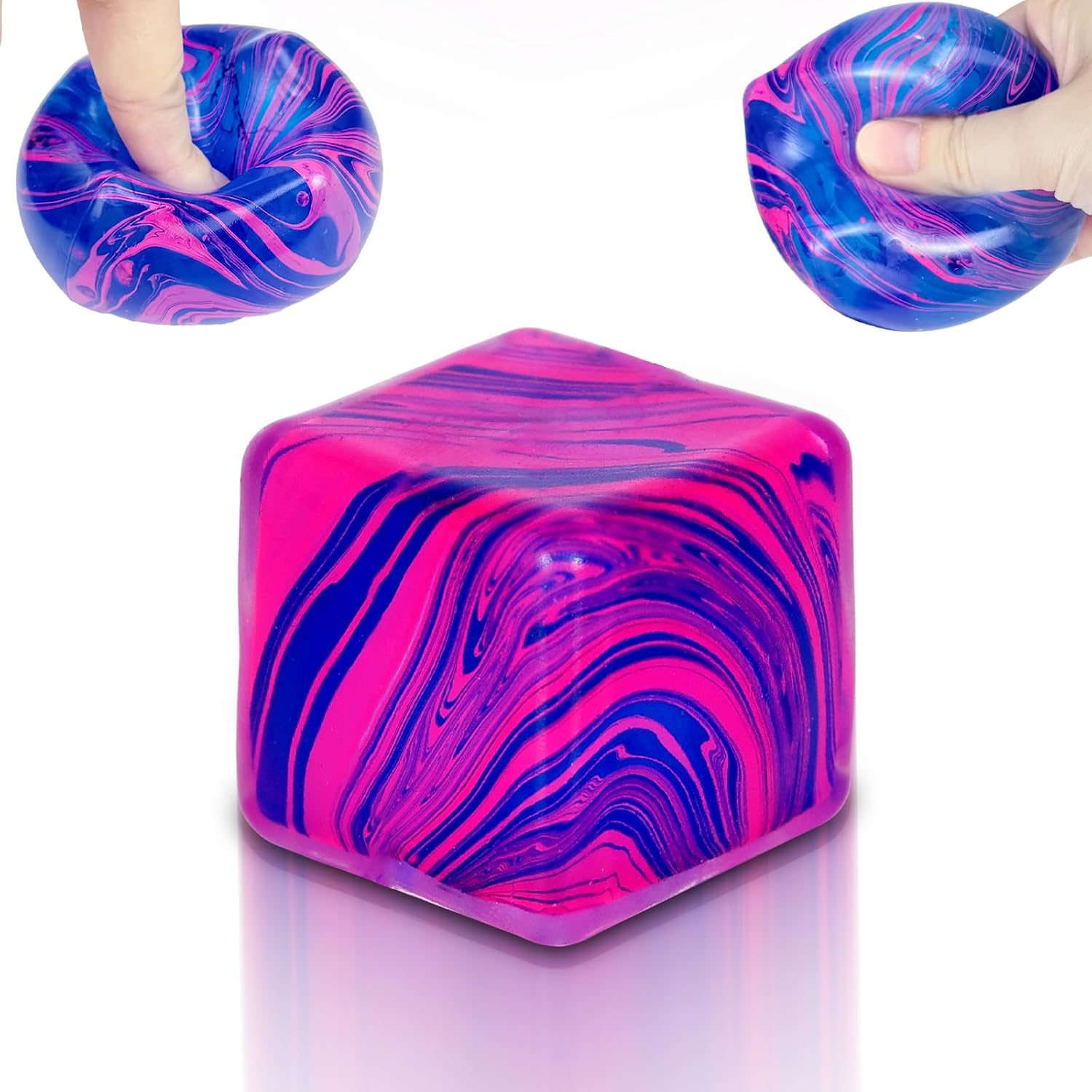 Ice Cube Squishy Veined Ice Cube Fidget Toy Purple Stress Ball Squeeze Toys Stress 5cm(1.97") Veined Ice Cube Squishy Fidget Sensory Toys Kids Youth Adult Puffwize (Purple)
