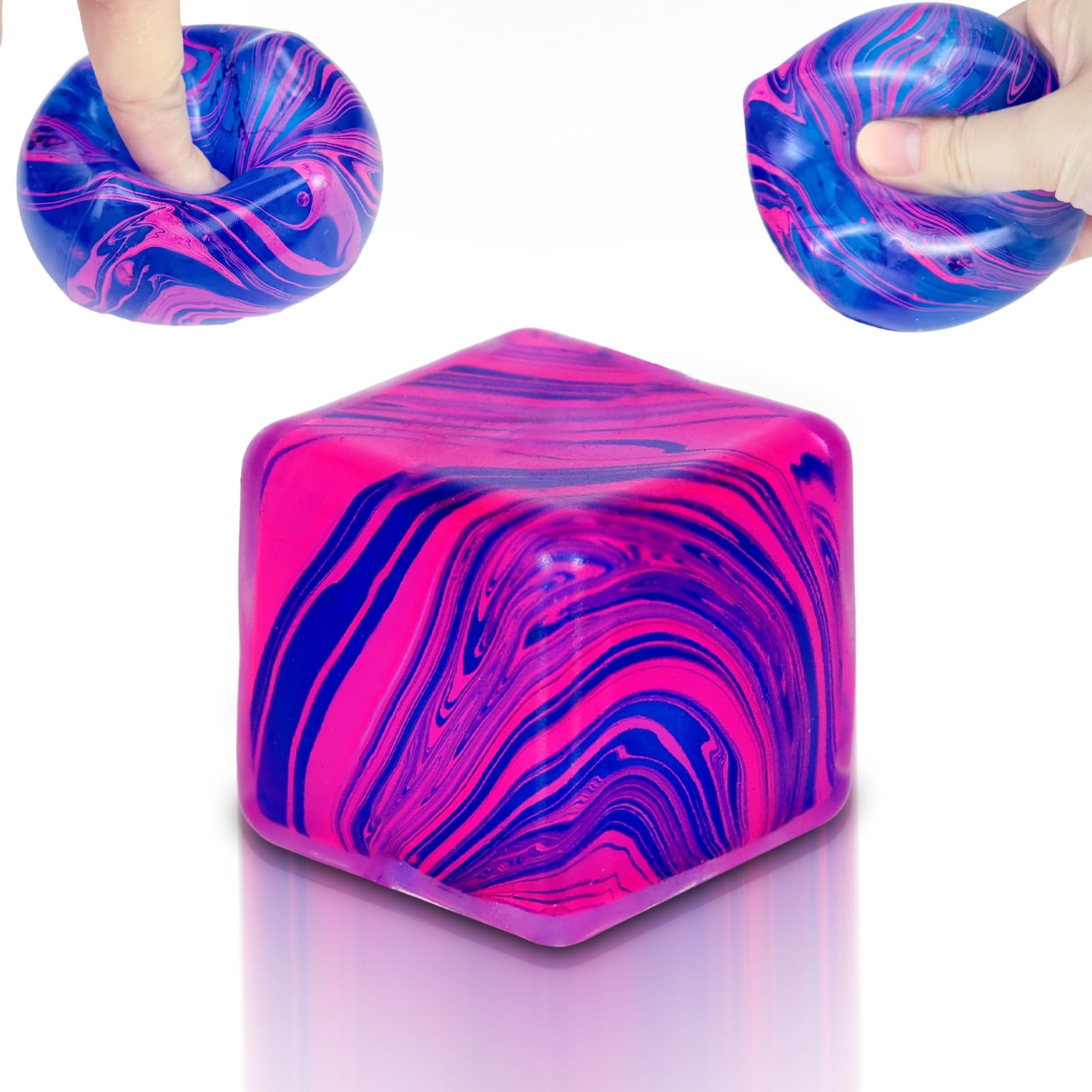 Squeeze Toys Squishy Stress Cube, 3.5 cm Stress Cubes for Kids Adults Stress Relief,Ice Squishy Cube, Sensory Toys for Kids with Autism an danxiety disorder(Purple)