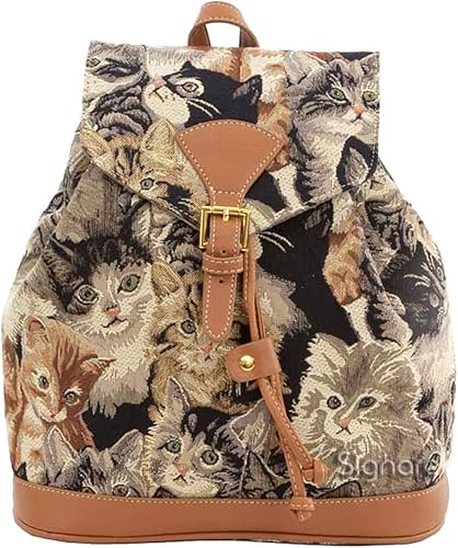 Signare Mochila de moda para mujer con diseño de gato (RUCK -CAT), Gato, Mochilas tipo mochila
