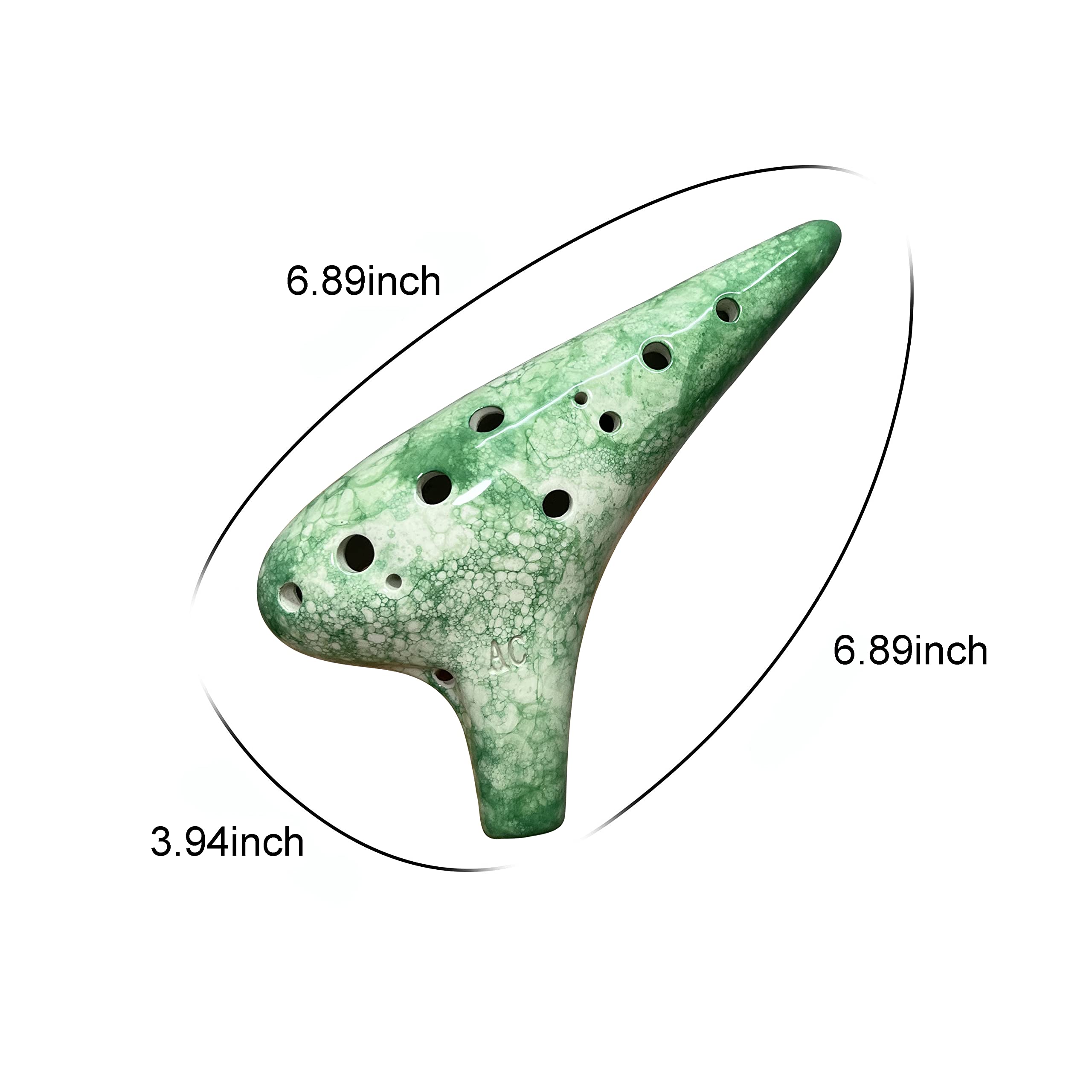 Ocarina Ocarina 12 trous avec livre de chansons pour débutant, ocarina alto do en céramique (vert bulle)