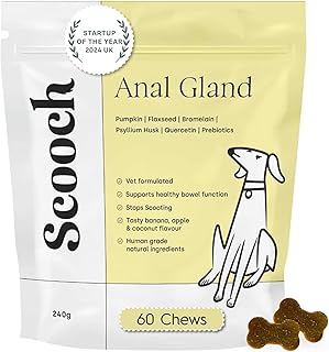 Scooch Anal Gland Supplement for Dogs 60 Soft Chews | Fibre Support for Gut Health and Digestion | Helps Reduce Scooting and Odour | Natural, Plant-Based, Vet-Formulated | All Breeds