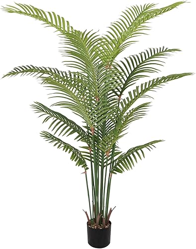 laverntard Palmera artificial, palmera tropical falsa de 6 pies de alto con 15 troncos, decoración moderna, plantas artificiales falsas para
