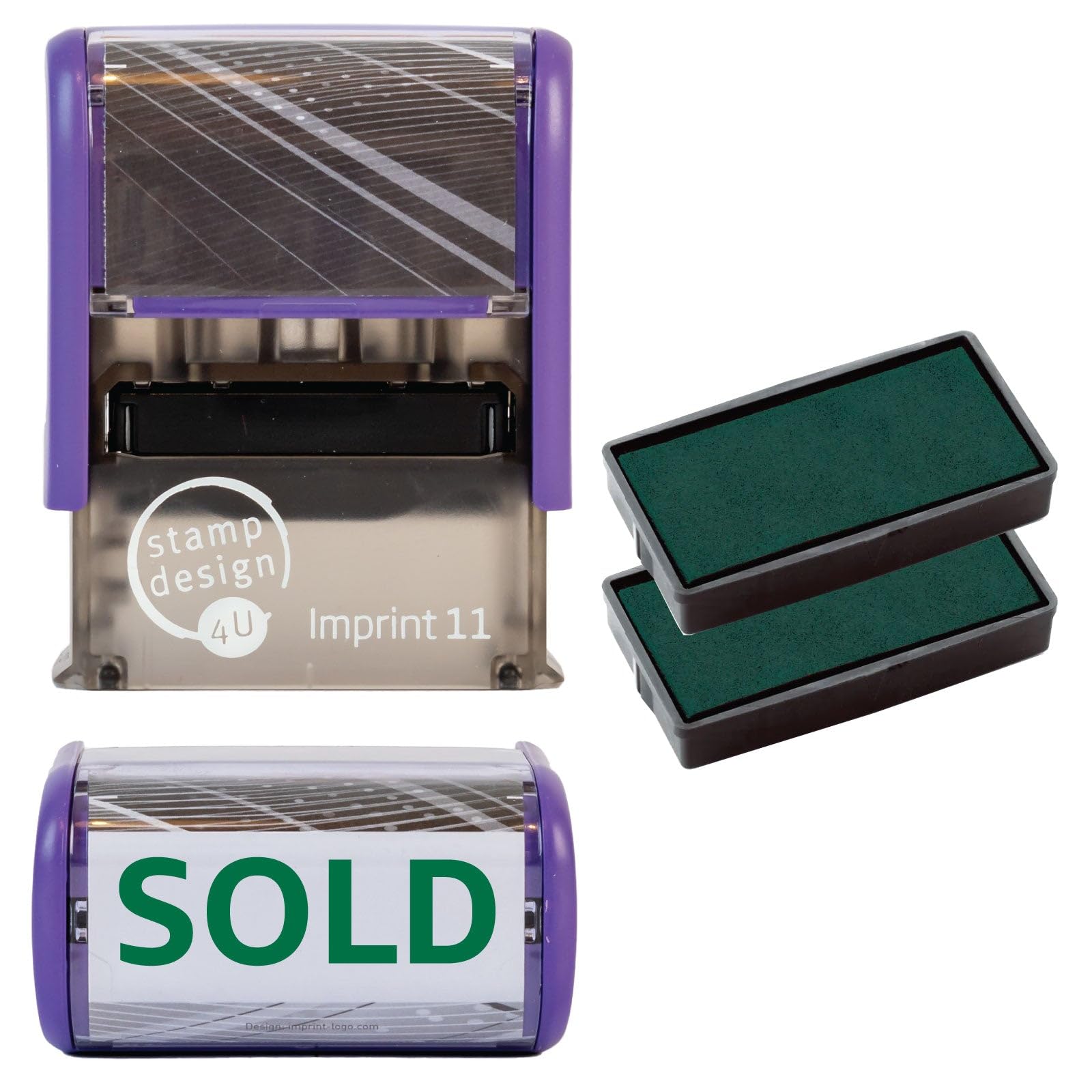 Sold Self Inking Rubber Stamp for Stamping Your Sold Documents - Green Sold Stamp with 2 Extra Inkpad