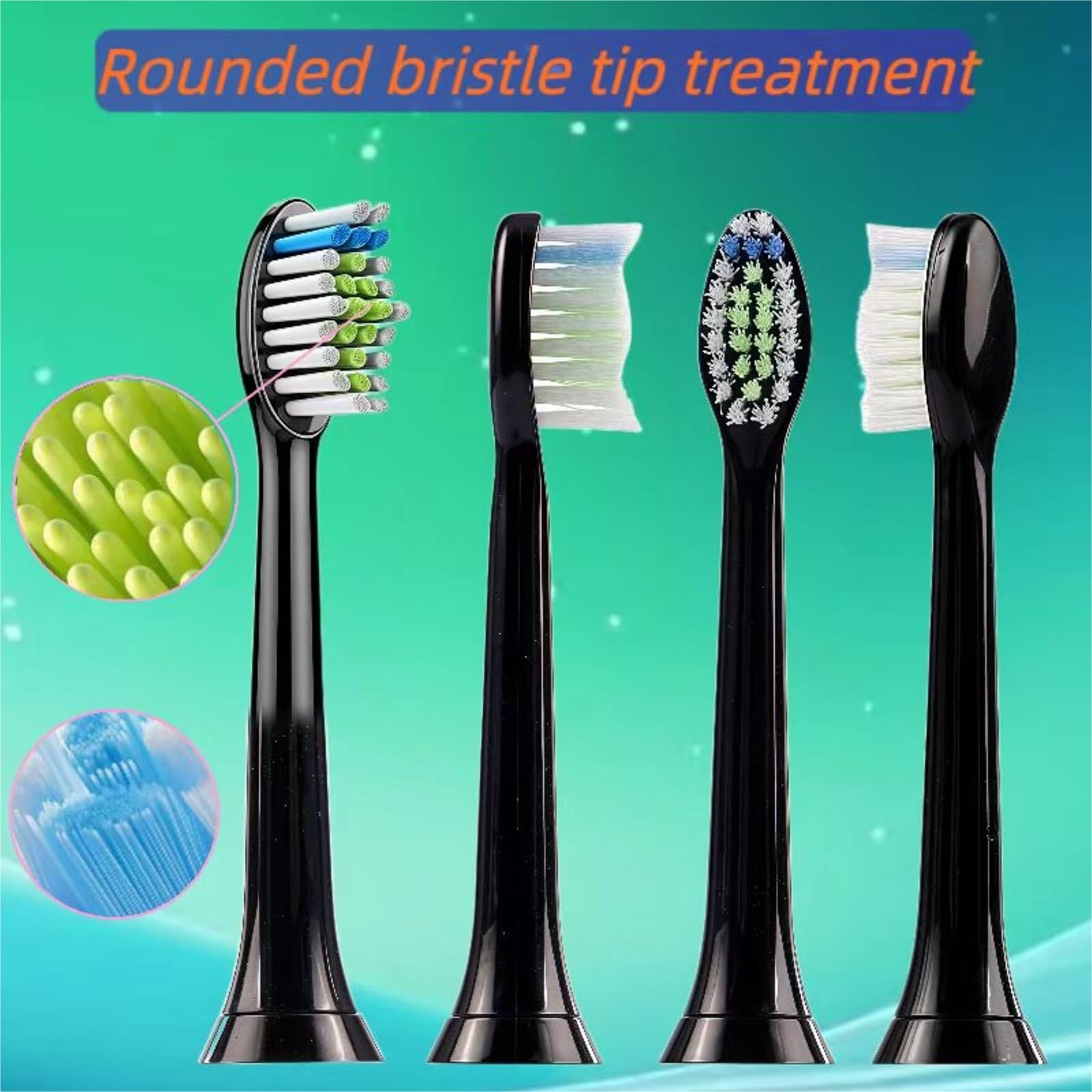 Testina Di Ricambio For Spazzolino Elettrico. Compatibile Con Philips HX6500/HX6511/HX6530/HX6711/HX9342/HX9332/HX9382(Black brush heads x8)