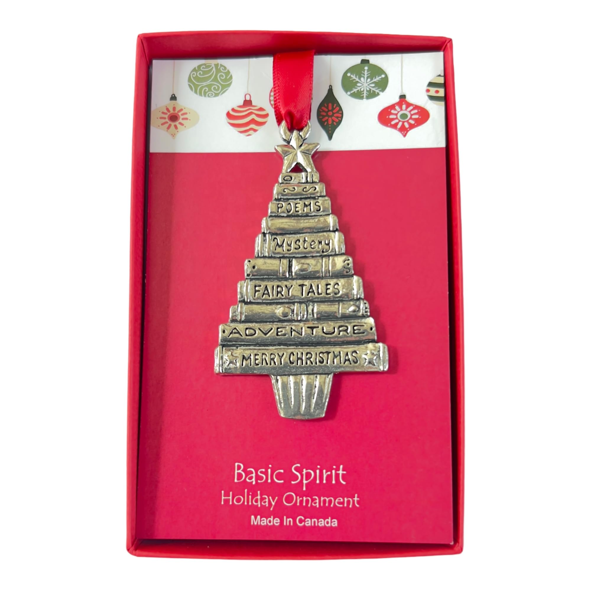 Book Lover Ornament Christmas Tree Reader Theme Handmade Pewter Gift Box