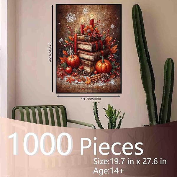 Puzzle d'automne de 1 000 pièces pour Adultes et étudiants - Décoration d'intérieur relaxante - Jeu de Cerveau Vintage - 50,8 x 68,6 cm - Défi saisonnier d'intérieur - 2