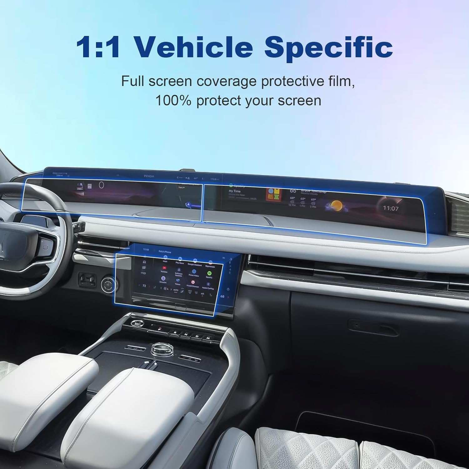 (7Pack) 2025 2026 Navigator Screen Protector for Lincoln Navigator (11.1In Touchscreen+48In Panoramic Display+Rear AC)(Premiere/Reserve/Black Label), 2025 Navigator Accessories HD Transparent