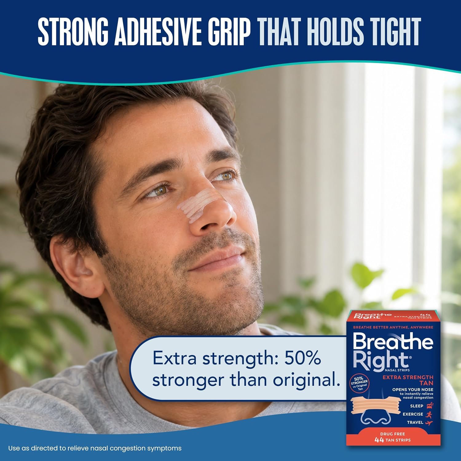 Breathe Right Nasal Strips, Extra Strength, Nasal Congestion, Tan, 44ct — Amazon image 8