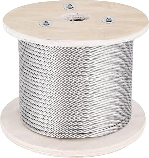 VEVOR 316 Stainless Steel Cable, 500FT Stainless Steel Wire Rope of 5/32 Inch Diameter and 1x19 Construction, 3300 LBS Breaking Strength Steel Cable for Outdoor Railing Decking DIY Balustrade