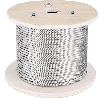 BestEquip 5/32 Stainless Steel Cable, 500FT T316 Wire Rope 1x19 Marine Grade Steel Cable for Deck Railing Brackets Handrail Stair DIY Balustrade