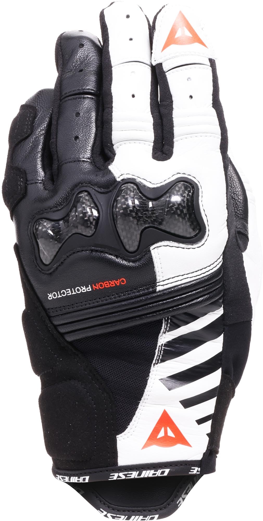 Dainese Women's Black/White/Red-Fluo - Reacto Carbon Short - Leather - S
