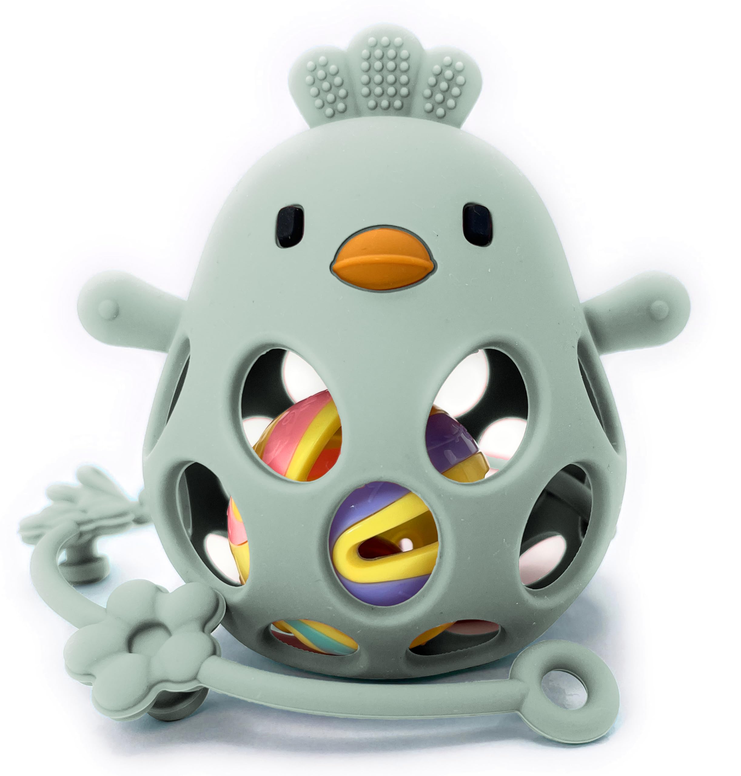 MÜVI - Mordedor bebé silicona, Mordedor sonajero, Mordedor sensorial, Alivio dental para dentición, Mordedor bebe +3 meses, Sin BPA, Teether Baby, Baby Teething Toys. (Salvia)