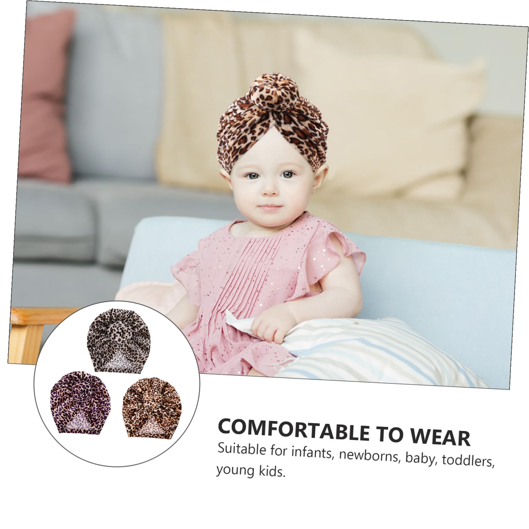 LIFKOME Gorro con Estampado De Leopardo para Niños Pañuelos De Algodón Turbantes para Bebés Gorro Bebe Recien Nacido Gorritos Bebé Recién Nacido Gorro De Oreja De Bebé