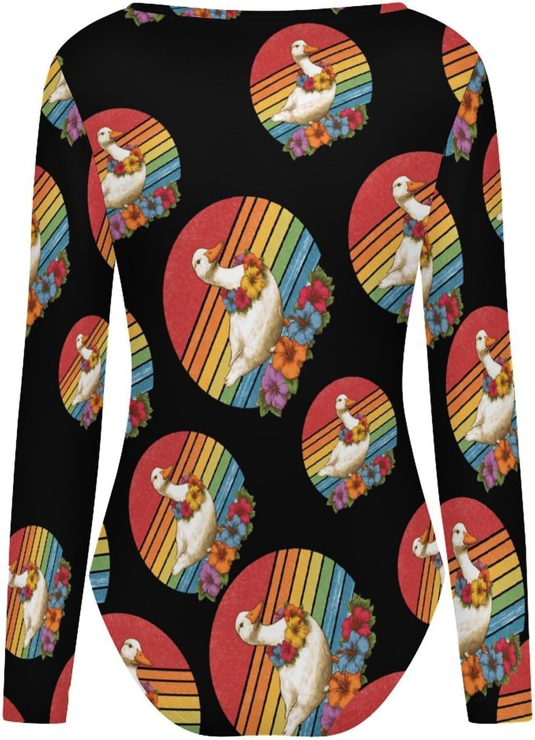Vintage Duck Farm Animal Women's Bodysuits Long Sleeve Top 5XL