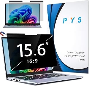 Filtru de confidențialitate magnetic PYS pentru laptop, 15,6 inchi, 16:9, anti-lumină albastră și antireflex, detașabil, compatibil cu Lenovo