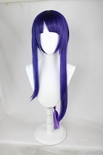 Smilco Anime Blue Wigs for Kaeya Cosplay Hair Wig with Ponytail Male Long Pigtails Wig for Halloween Costume