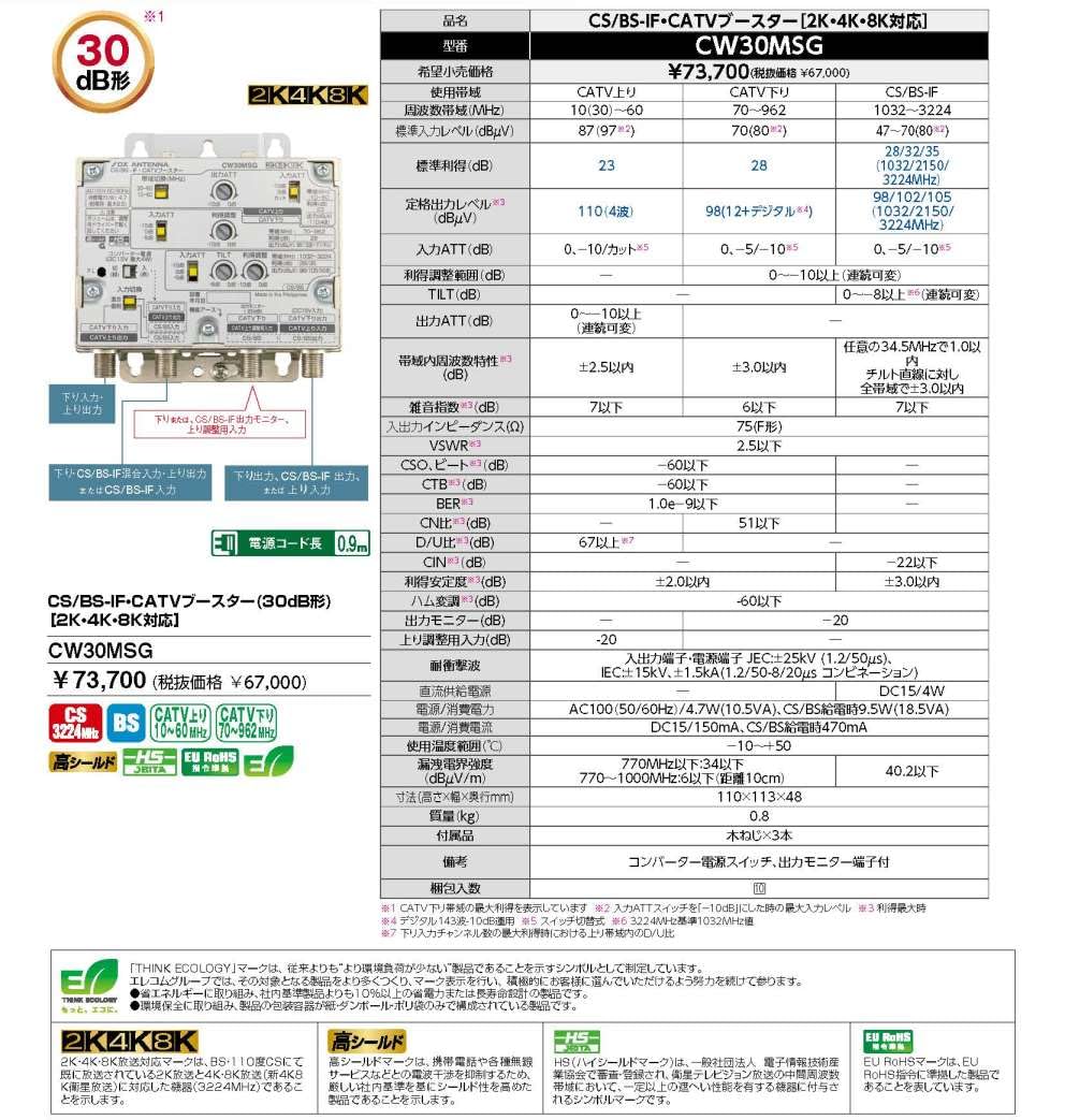 Amazon.co.jp: DXアンテナ 2K・4K・8K対応 CS/BS-IF・CATVブースター 