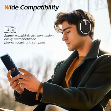 Hybrid Active Noise Cancelling Bluetooth Headphones,Bluetooth 6.0 Over Ear Wireless Headphones with 120H Playtime