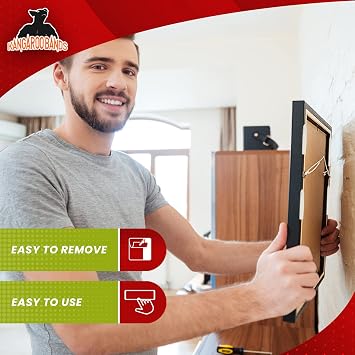 Picture Hanging Kit | Picture Hanging Strips Large & Leveler | 12-Pair | Perfect for Hanging Small & Large Frames, Photos, Pictures, Posters on Walls/ Drywalls | No Nail/ Hook Damage