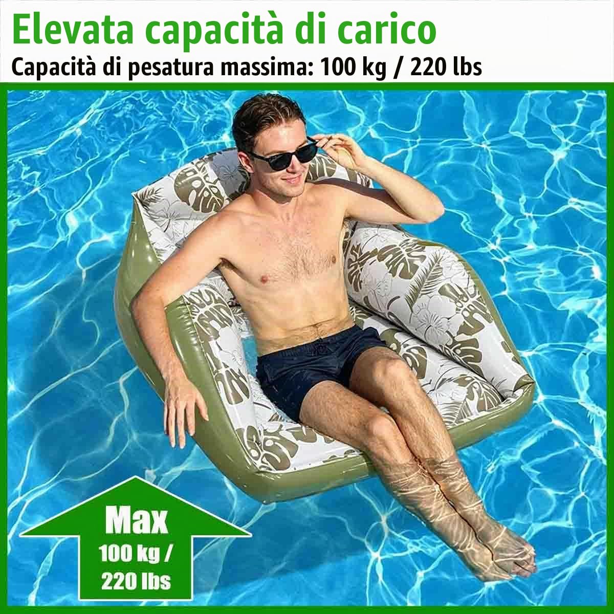 Poltrona gonfiabile 3-in-1 per piscina per adulti,Amaca Galleggiante per Piscina,Materasso ad aria,sedia galleggiante,divanetto galleggiantes con portabibite,per Esterni,Spiagge,Laghi