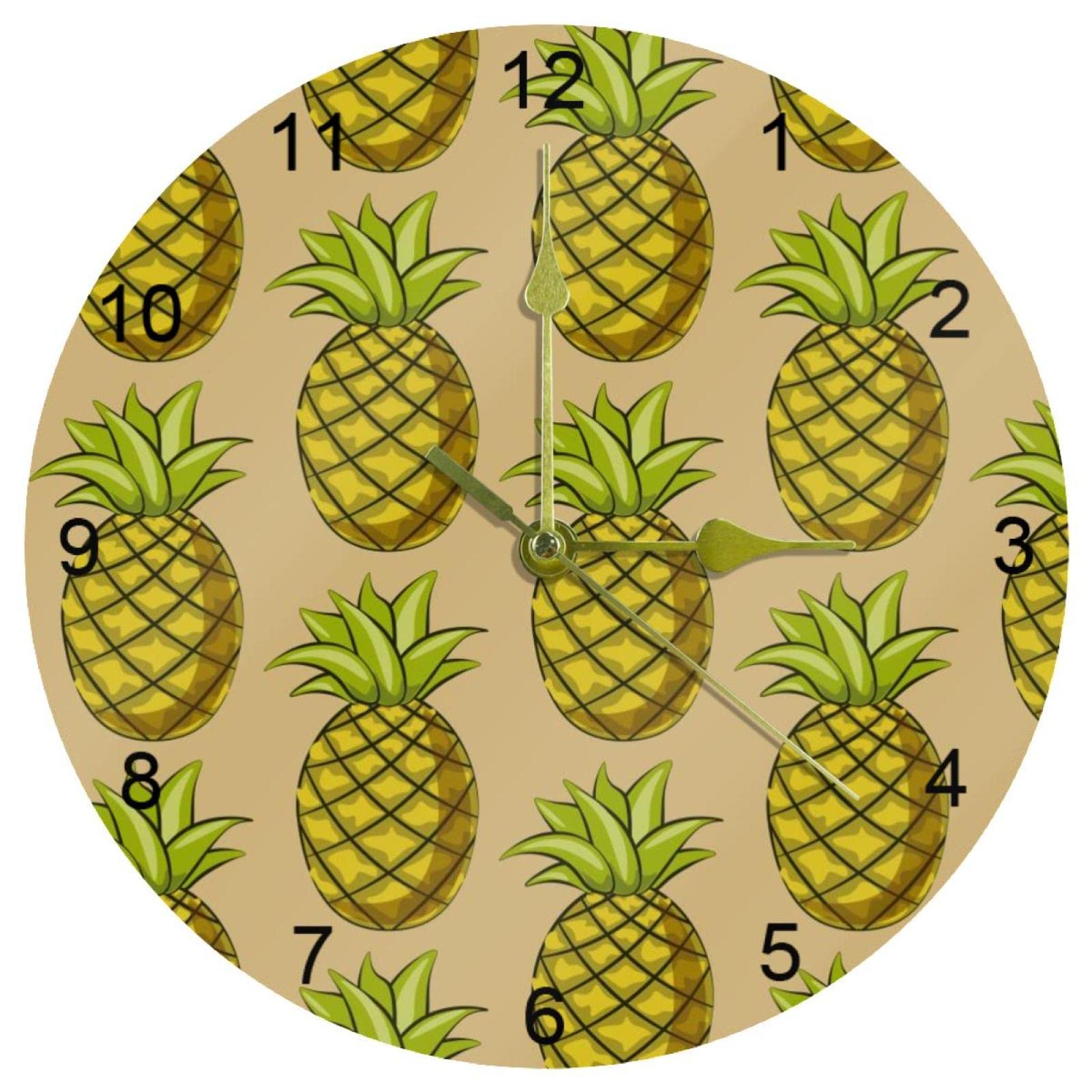 Horloge murale jaune ronde et silencieuse de 25 cm pour cuisine