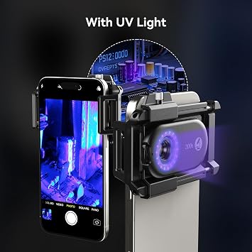 200x Mobile Phone Microscope Lens with CPL, Mobile Phone Microscope Lens with LED UV Light/Universal Clip, Practical Mini Microscope for Android/iPhone