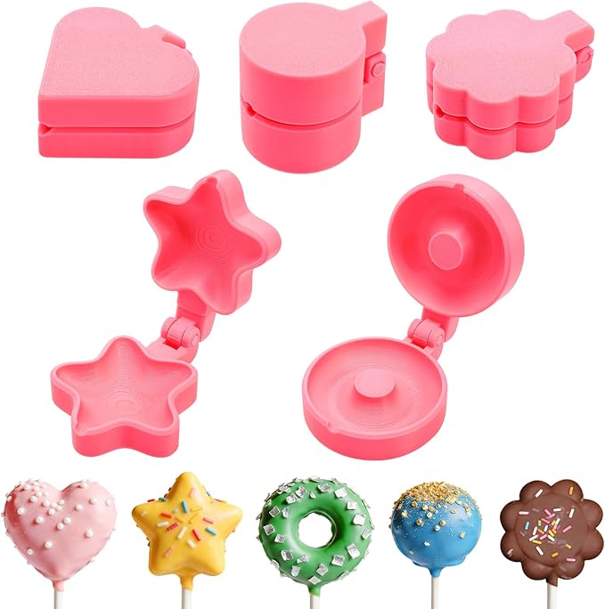 Molde para Cake Pops Redondo 2 Piezas Plástico Rosa miniatura 5
