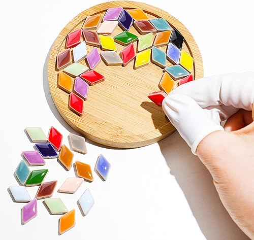 Miniatura 4 de Azulejos de mosaico de diamante de 0.6 x 0.4 x 0.2 in, azulejos de cerámica de vidrio para manualidades, marcos de fotos hechos a granel, joyería