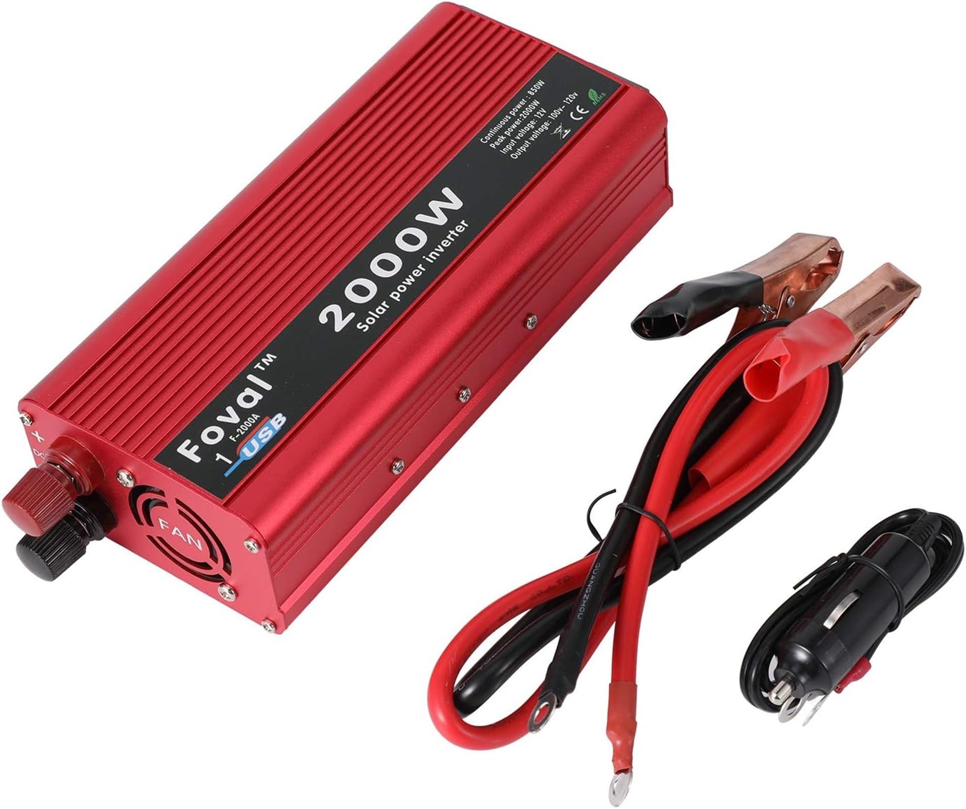 KSTE Inverter 12V 110V Automatique 2000W - Convertisseur DC à AC Power Avec Deux Sorties Pour Usage Maison, Voiture et Extérieur