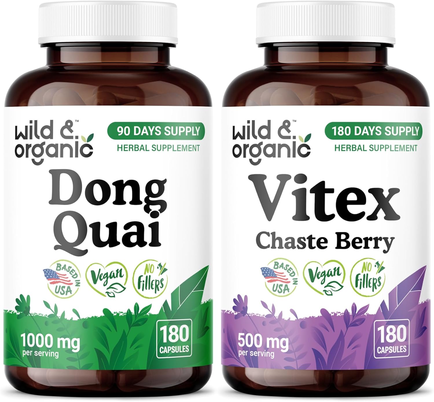 Wild & Organic Dong Quai 180 Capsules & Vitex 180 Capsules