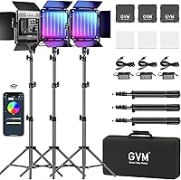 GVM 800D RGB LED Video Lighting Kit with APP Control - 3200K-5600K Bi-Color Studio Lights, 3-Pack for YouTube Photography