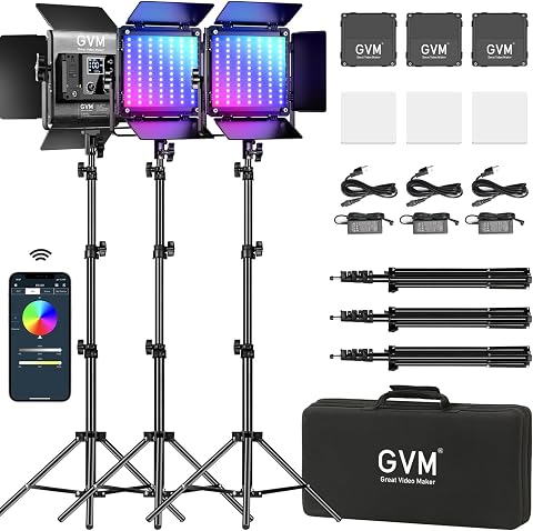 GVM RGB LED Video Lighting Kit, 800D Studio Video Lights with Panel, APP Control