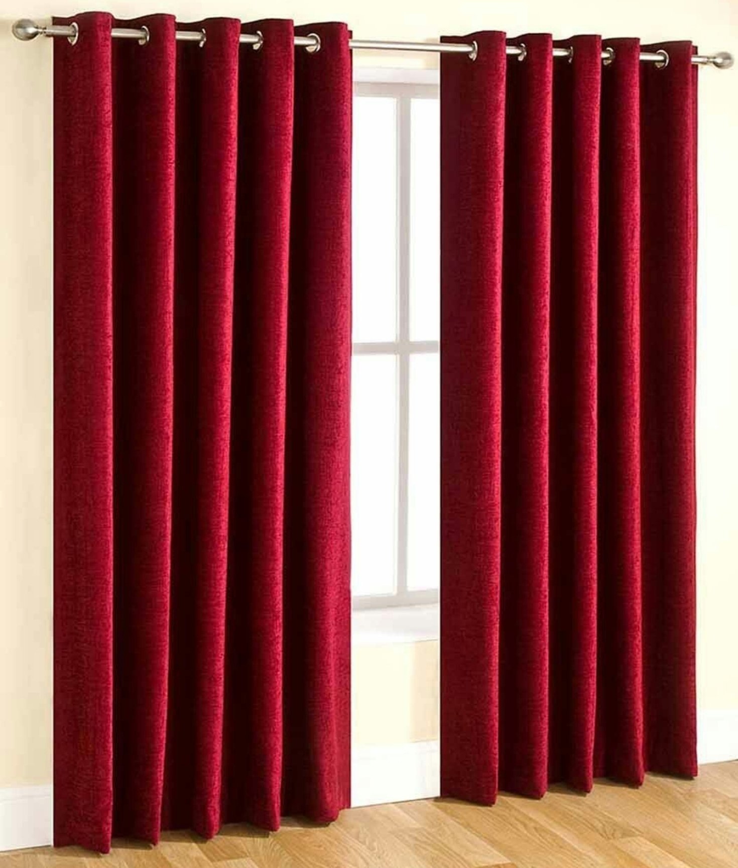 FRESH FROM LOOM Plain Curtains for Door 7 Feet Long | Medium Window Curtain | Yarn Weaved Parda | Modern Parde for Living Room Bedroom | Screens with Eyelet Ring | Hypoallergenic (Maroon, 4pc Set) (B01N30TJRC) Amazon Price History, Amazon Price Tracker