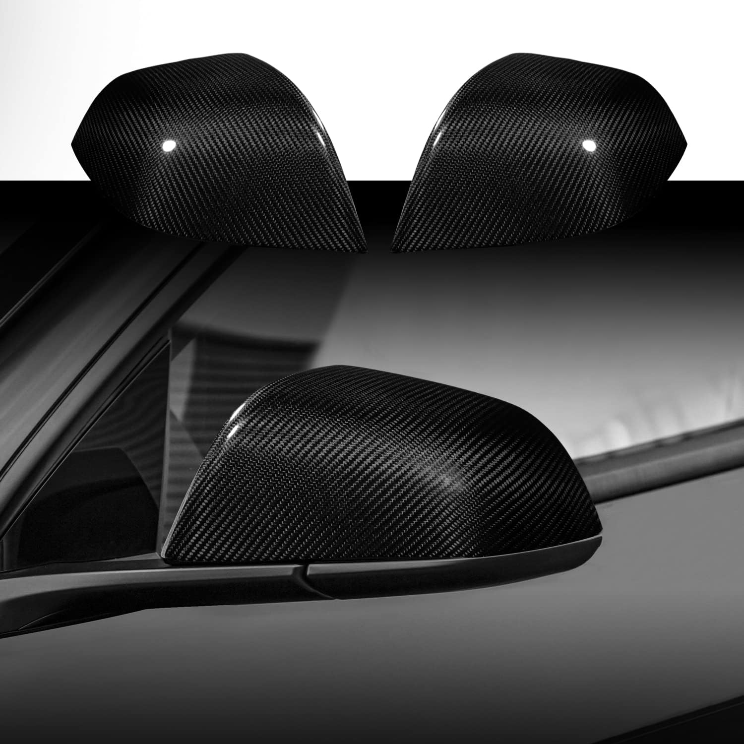Real Carbon Fiber Side Mirror Cover Compatible with Tesla