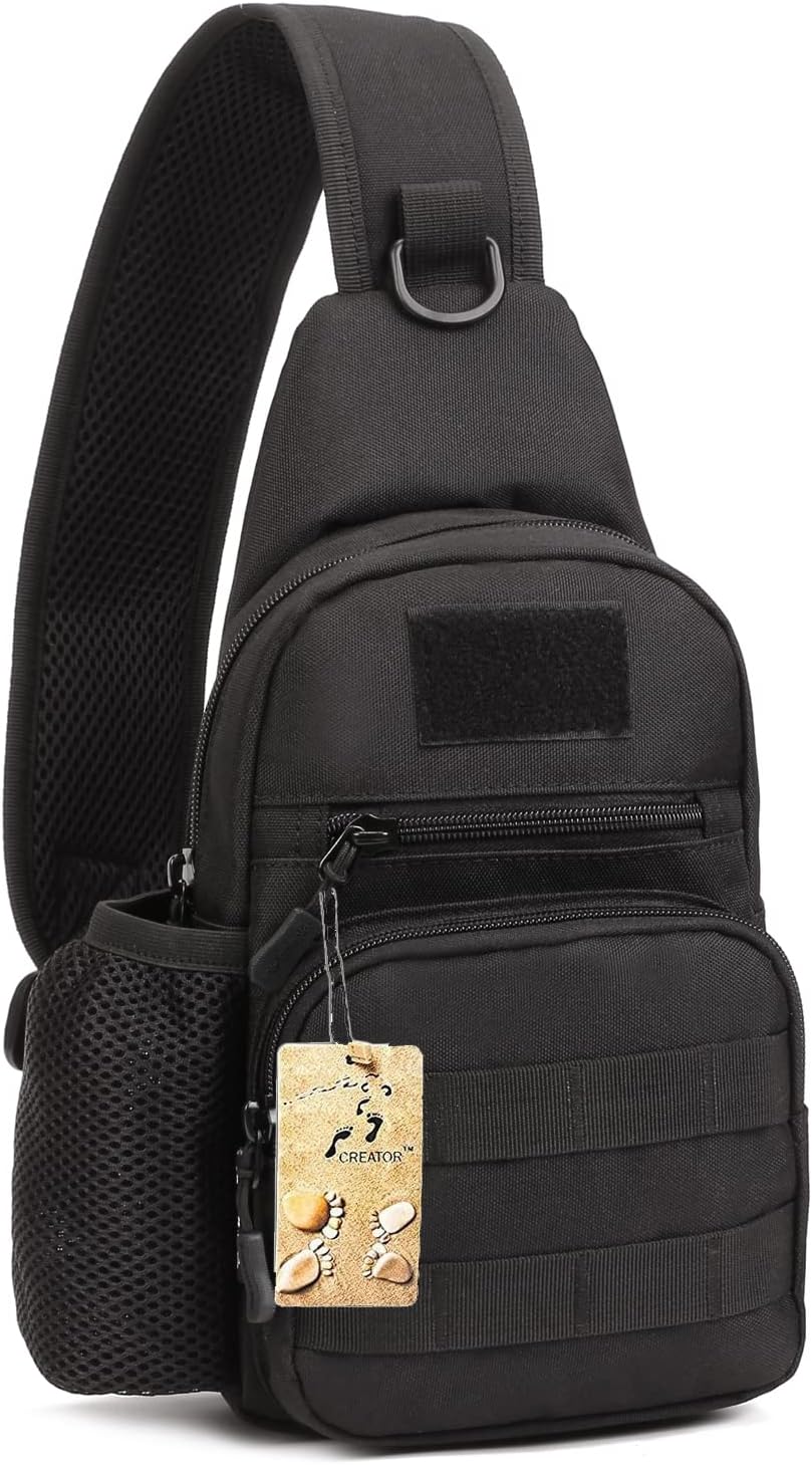 CREATORTactical Sling Bag Shoulder Backpack Military MOLLE Crossbody Bag Chest Pack Hiking Daypack