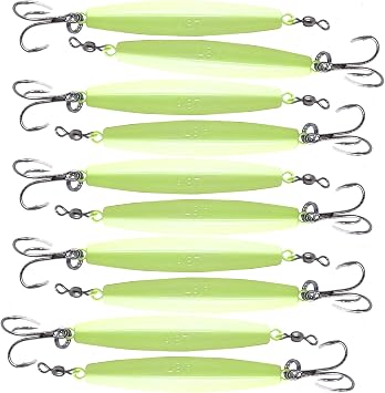10pcs Fish WOW! Glow 8oz Diamond jigs with a Treble Hook Jigging trolling Casting Heavy-Duty Metal jigs