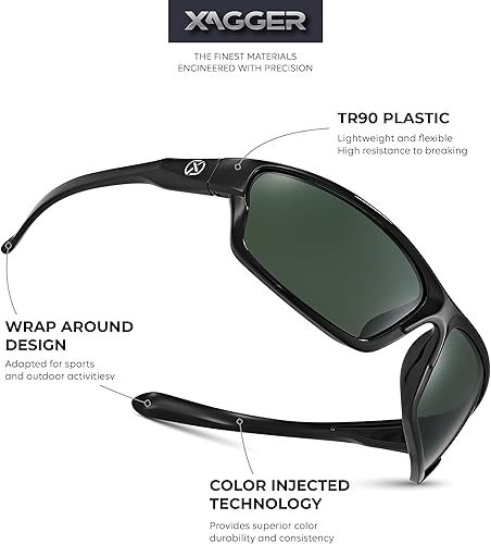 Miniatura 2 de Xagger Gafas de sol deportivas polarizadas envolventes para hombres y mujeres, marco TR90